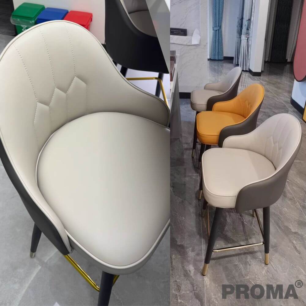  [Pre-order] เก้าอี้บาร์ทรงสูง สไตล์โมเดิร์น Proma-C-62 75 ซม. สีเทาเข้ม/ครีม